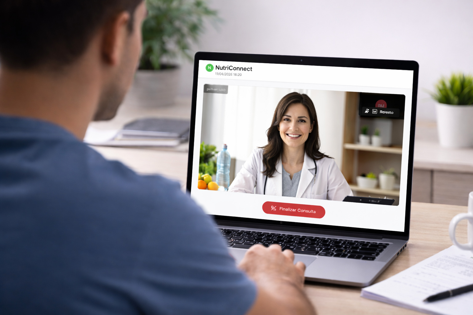 Paciente en consulta virtual con su nutricionista online en NutriConnect